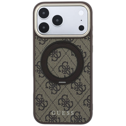 MagSafe-fodral för Apple iPhone 18 Pro Max / 17 Pro Max, Guess, Ring Stand 360 4G Classic Logo, Brun