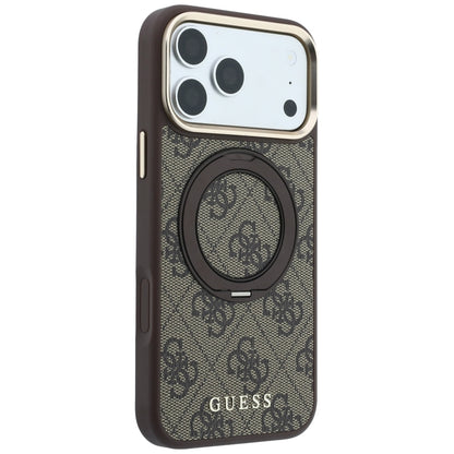 MagSafe-fodral för Apple iPhone 18 Pro Max / 17 Pro Max, Guess, Ring Stand 360 4G Classic Logo, Brun