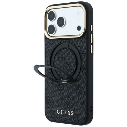 MagSafe-fodral för Apple iPhone 18 Pro Max / 17 Pro Max, Guess, Ring Stand Classic Logo, Svart