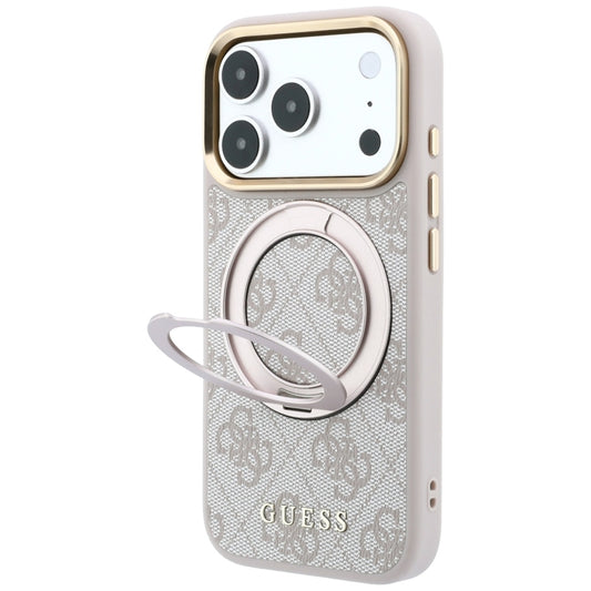 MagSafe-fodral för Apple iPhone 18 Pro Max / 17 Pro Max, Guess, Ring Stand Classic Logo, Rosa