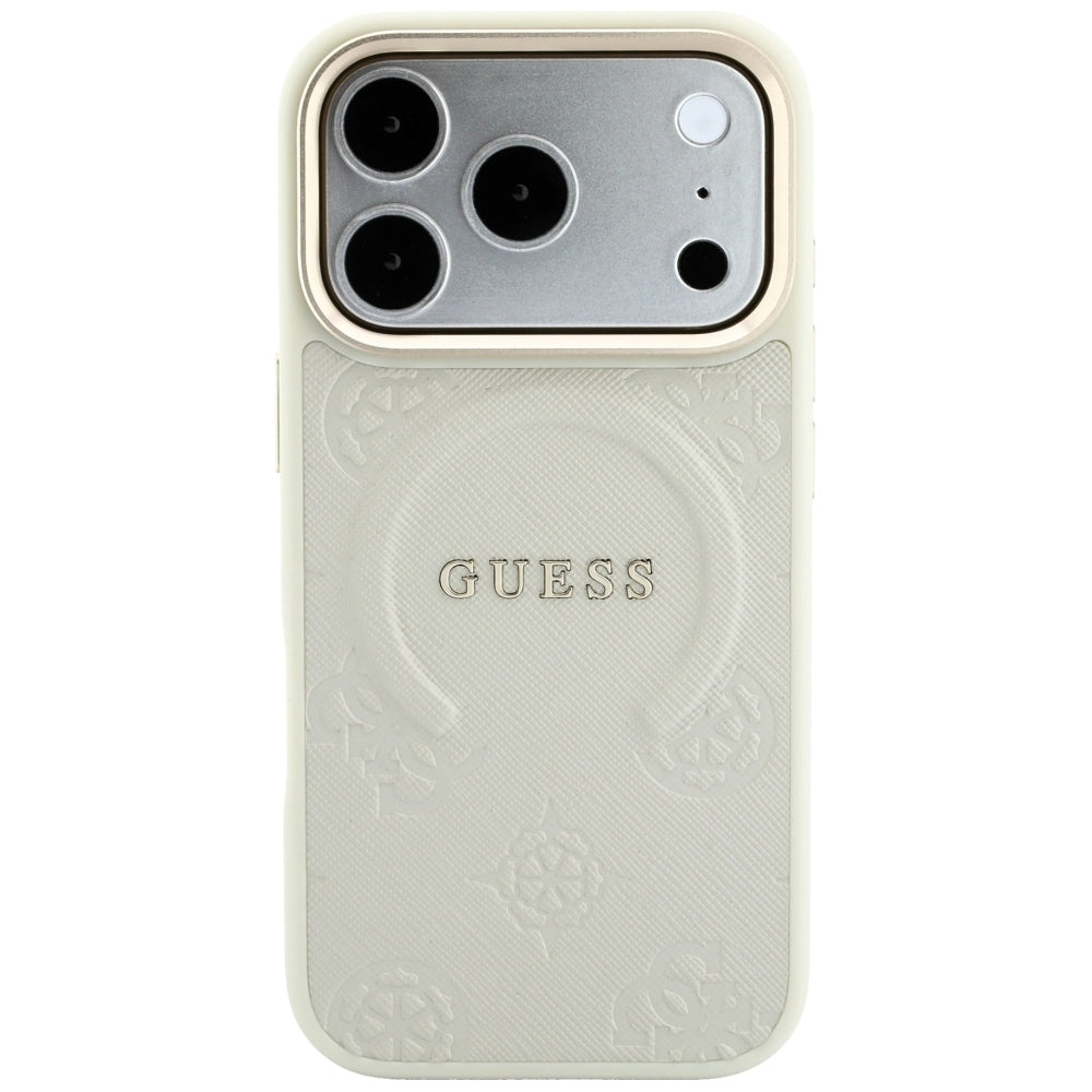 MagSafe-fodral för Apple iPhone 18 Pro Max / 17 Pro Max, Guess, Saffiano Peony Hot Stamp, Beige