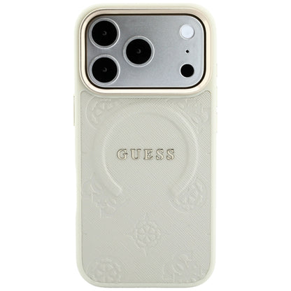 MagSafe-fodral för Apple iPhone 18 Pro Max / 17 Pro Max, Guess, Saffiano Peony Hot Stamp, Beige