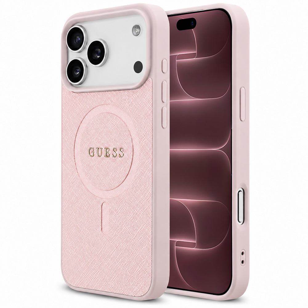 MagSafe-fodral för Apple iPhone 18 Pro Max / 17 Pro Max, Guess, Saffiano, Rosa