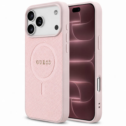 MagSafe-fodral för Apple iPhone 18 Pro Max / 17 Pro Max, Guess, Saffiano, Rosa