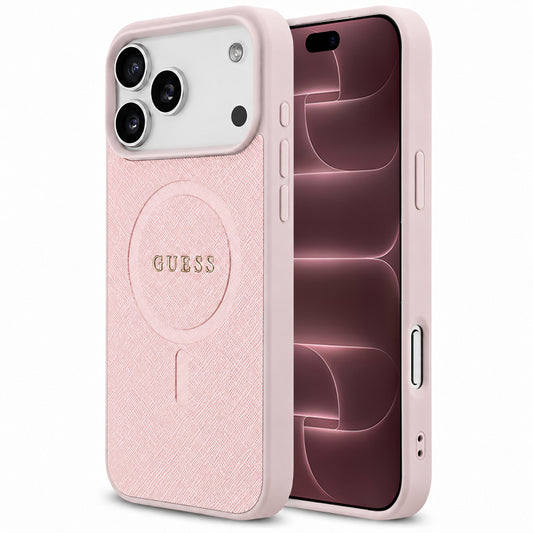 MagSafe-fodral för Apple iPhone 18 Pro Max / 17 Pro Max, Guess, Saffiano, Rosa
