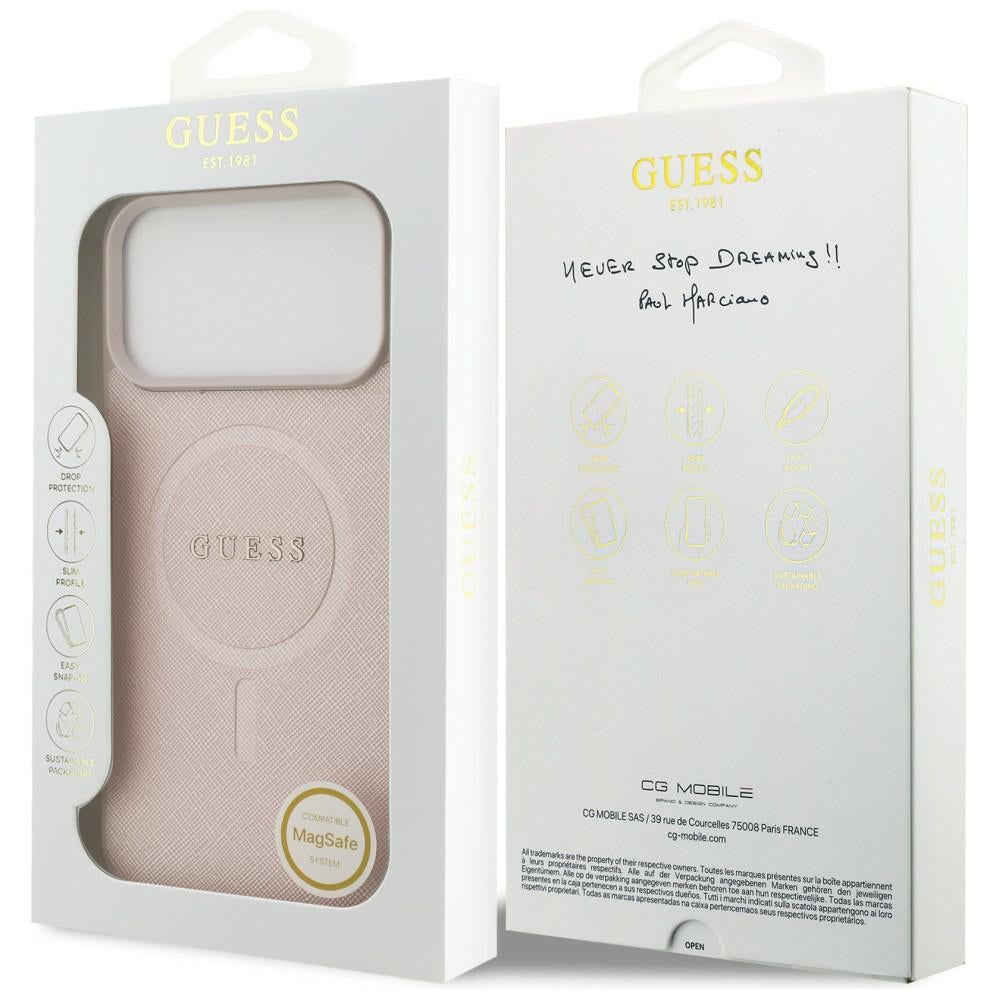 MagSafe-fodral för Apple iPhone 18 Pro Max / 17 Pro Max, Guess, Saffiano, Rosa