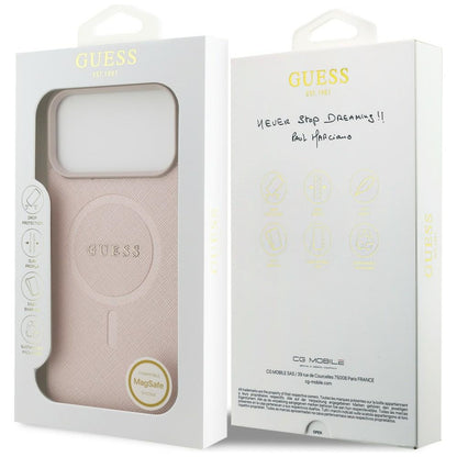 MagSafe-fodral för Apple iPhone 18 Pro Max / 17 Pro Max, Guess, Saffiano, Rosa