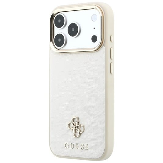 MagSafe-fodral för Apple iPhone 18 Pro Max / 17 Pro Max, Guess, Saffiano Small 4G Classic, Beige