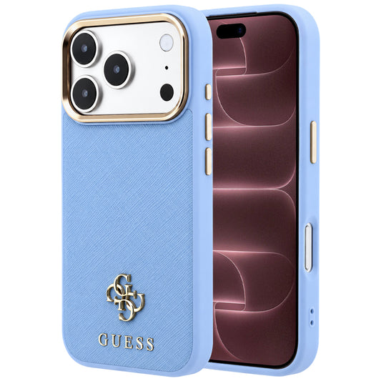 MagSafe-fodral för Apple iPhone 18 Pro Max / 17 Pro Max, Guess, Saffiano Small 4G Classic, Bleu