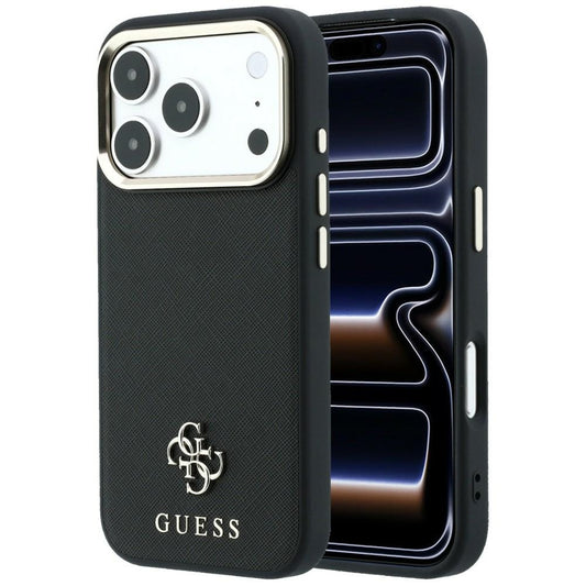 MagSafe-fodral för Apple iPhone 18 Pro Max / 17 Pro Max, Guess, Saffiano Small 4G Classic, Svart