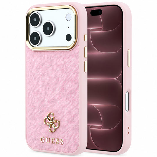 MagSafe-fodral för Apple iPhone 18 Pro Max / 17 Pro Max, Guess, Saffiano Small 4G Classic, Rosa
