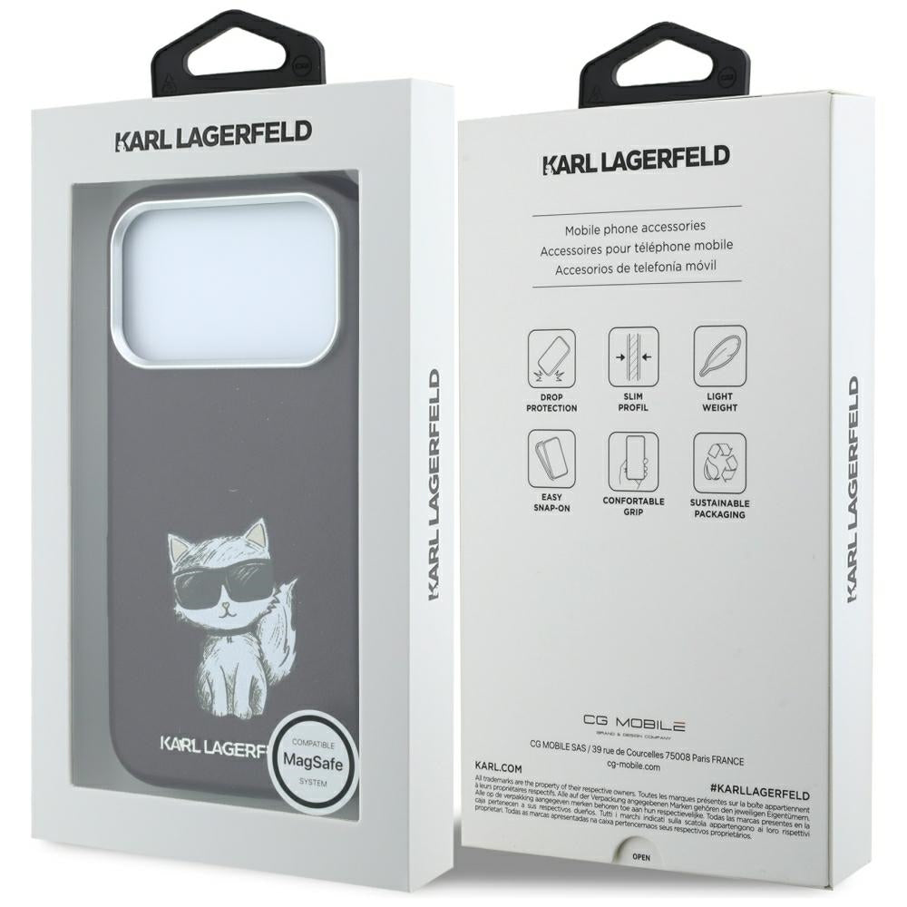 MagSafe-fodral för Apple iPhone 18 Pro Max / 17 Pro Max, Karl Lagerfeld, Choupette Sketch, Vinröd