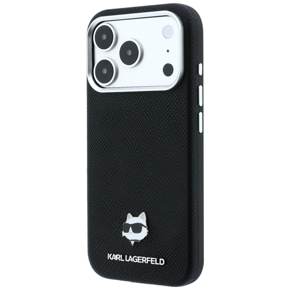 MagSafe-skal för Apple iPhone 18 Pro Max / 17 Pro Max, Karl Lagerfeld, Grained Choupette Head Metal, svart
