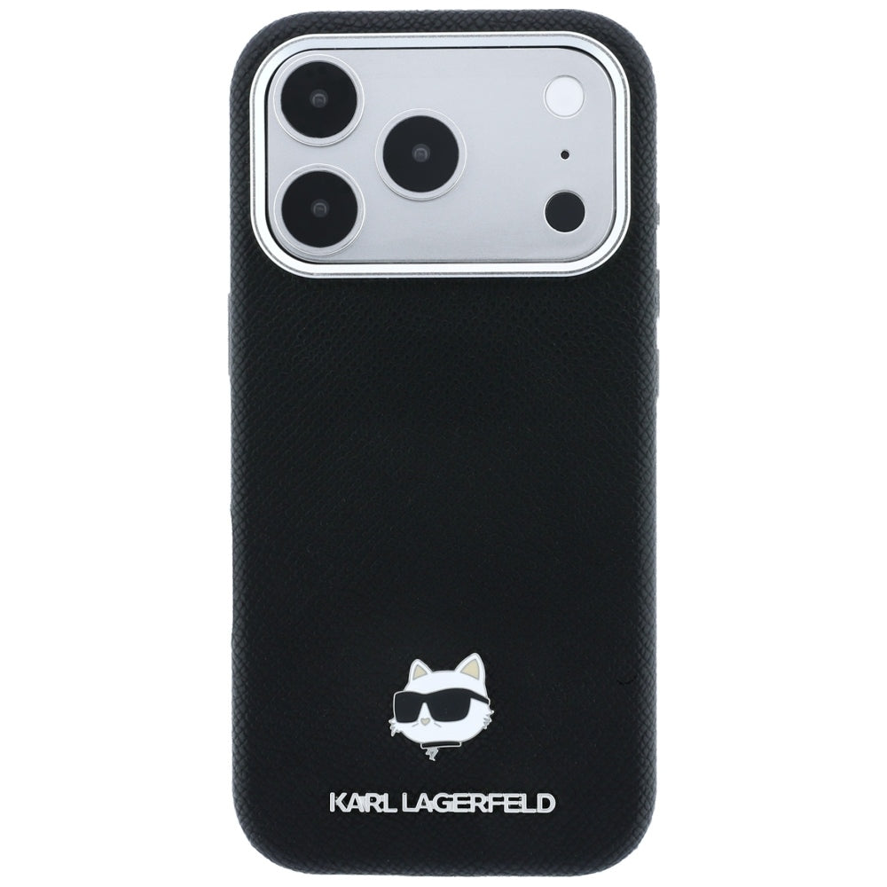 MagSafe-skal för Apple iPhone 18 Pro Max / 17 Pro Max, Karl Lagerfeld, Grained Choupette Head Metal, svart