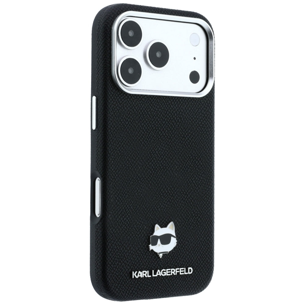 MagSafe-skal för Apple iPhone 18 Pro Max / 17 Pro Max, Karl Lagerfeld, Grained Choupette Head Metal, svart