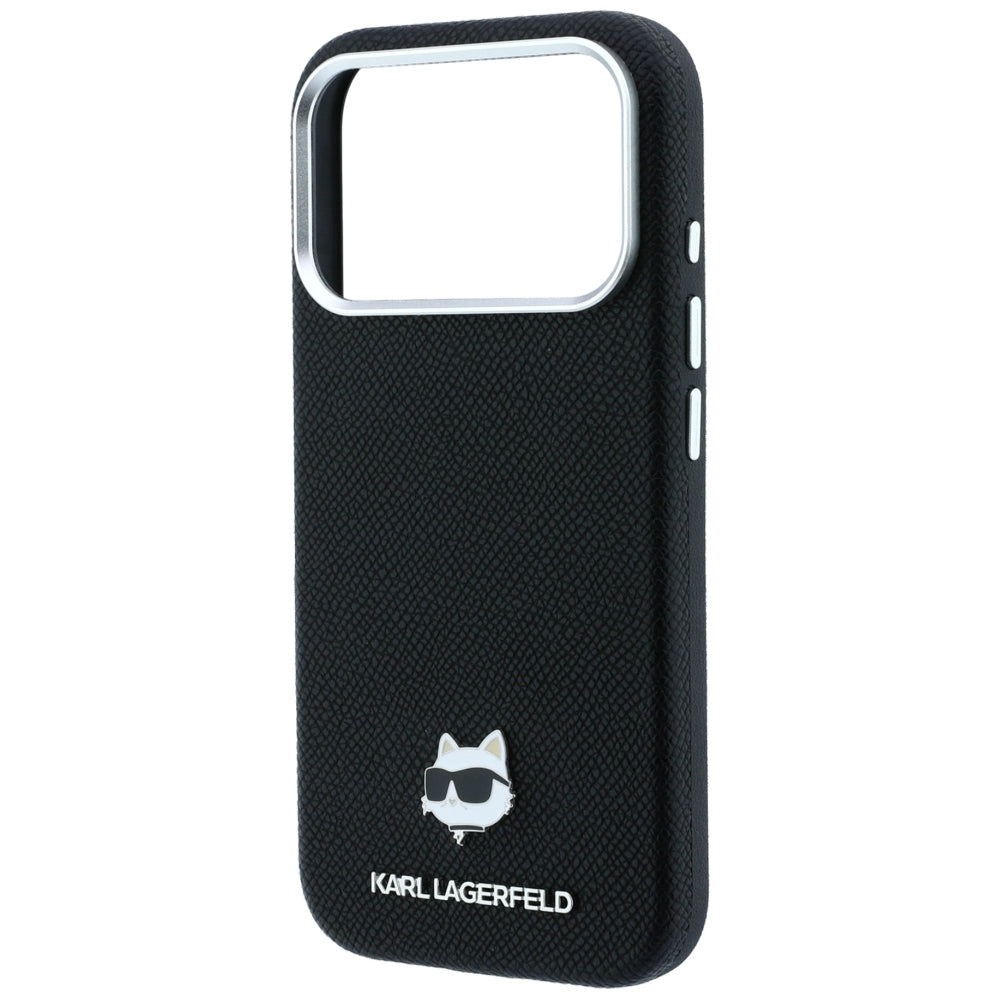 MagSafe-skal för Apple iPhone 18 Pro Max / 17 Pro Max, Karl Lagerfeld, Grained Choupette Head Metal, svart