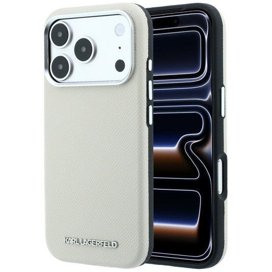 MagSafe-fodral för Apple iPhone 18 Pro Max / 17 Pro Max, Karl Lagerfeld, Kornigt Förlängt Logotyp, Beige