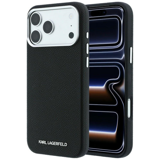 MagSafe-fodral för Apple iPhone 18 Pro Max / 17 Pro Max, Karl Lagerfeld, Kornigt Förlängt Logotyp, Svart