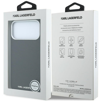 MagSafe-fodral för Apple iPhone 18 Pro Max / 17 Pro Max, Karl Lagerfeld, Kornigt Förlängt Logotyp, Svart