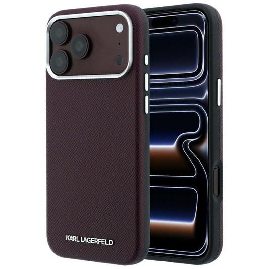 MagSafe-fodral för Apple iPhone 18 Pro Max / 17 Pro Max, Karl Lagerfeld, Kornigt Förlängt Logotyp, Vinröd