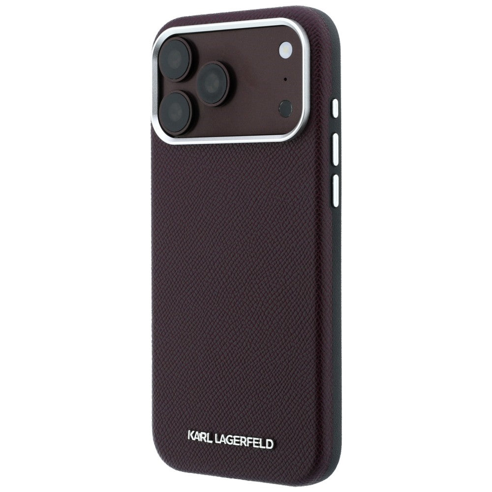 MagSafe-fodral för Apple iPhone 18 Pro Max / 17 Pro Max, Karl Lagerfeld, Kornigt Förlängt Logotyp, Vinröd