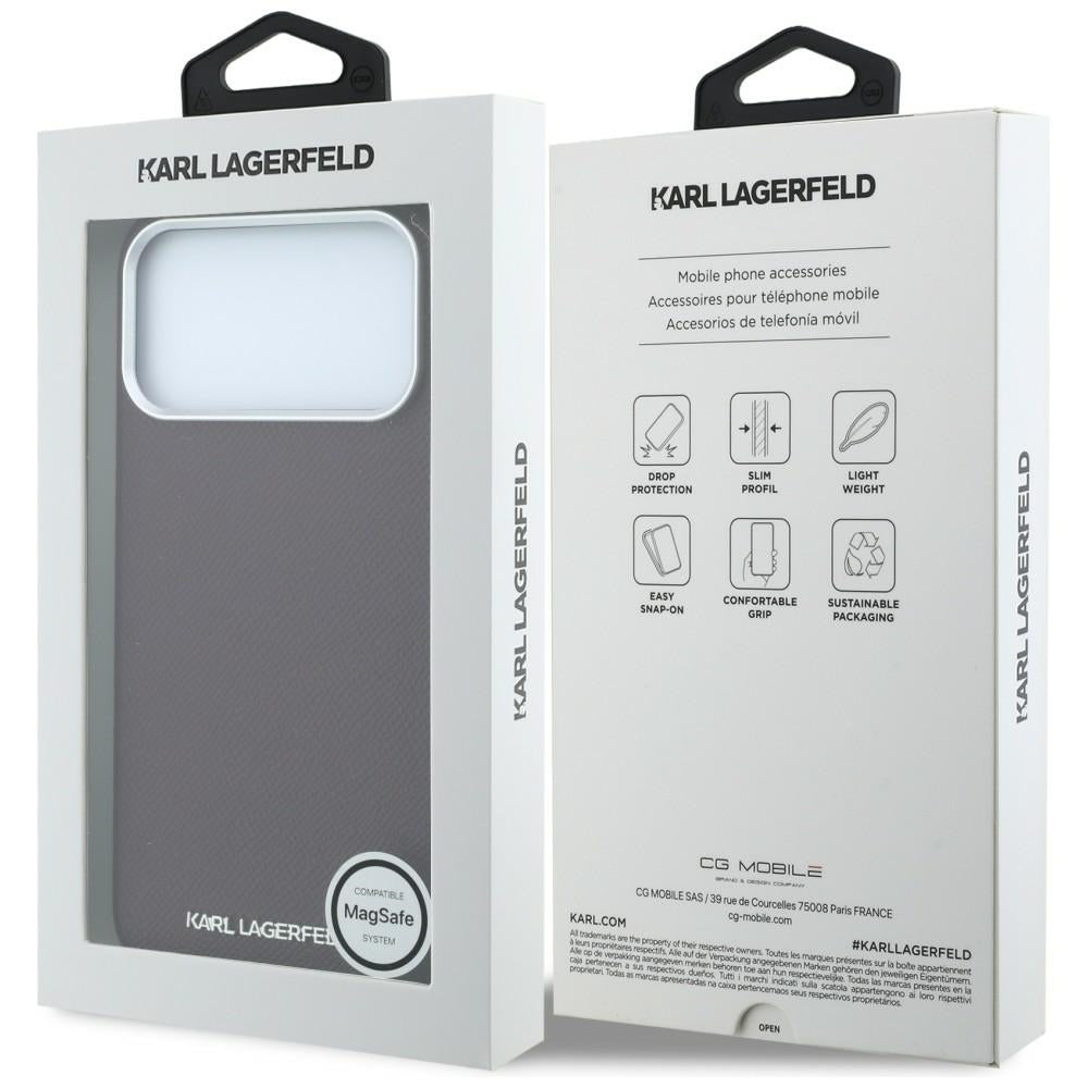 MagSafe-fodral för Apple iPhone 18 Pro Max / 17 Pro Max, Karl Lagerfeld, Kornigt Förlängt Logotyp, Vinröd