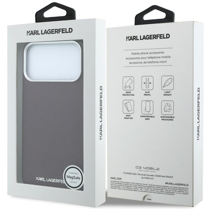 MagSafe-fodral för Apple iPhone 18 Pro Max / 17 Pro Max, Karl Lagerfeld, Kornigt Förlängt Logotyp, Vinröd