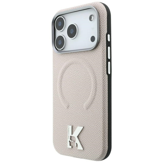 MagSafe-fodral för Apple iPhone 18 Pro Max / 17 Pro Max, Karl Lagerfeld, Kornig präglad ring, Beige