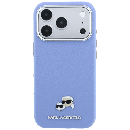 MagSafe-fodral för Apple iPhone 18 Pro Max / 17 Pro Max, Karl Lagerfeld, Grained Karl & Choupette Head's Metal, Bleu