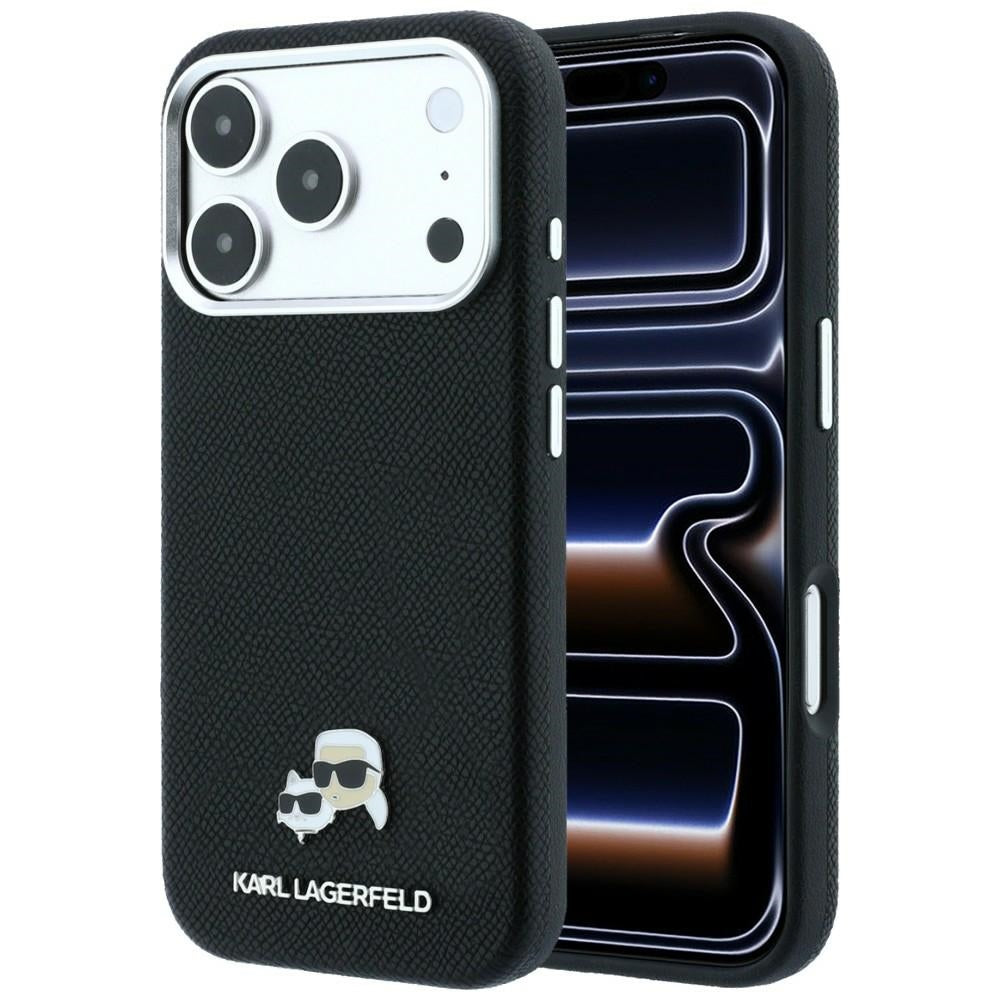 MagSafe-fodral för Apple iPhone 18 Pro Max / 17 Pro Max, Karl Lagerfeld, Grained KC Heads, Svart