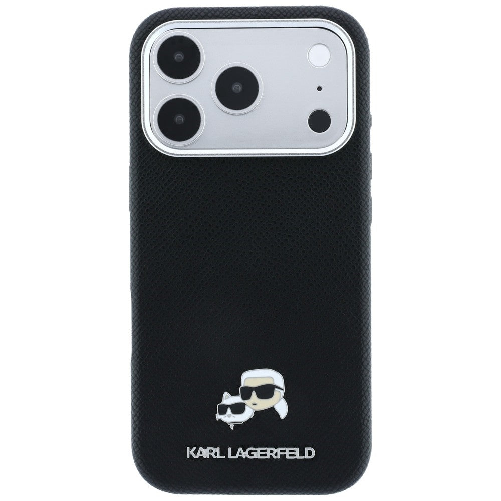 MagSafe-fodral för Apple iPhone 18 Pro Max / 17 Pro Max, Karl Lagerfeld, Grained KC Heads, Svart