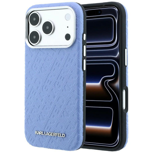 MagSafe-fodral för Apple iPhone 18 Pro Max / 17 Pro Max, Karl Lagerfeld, Kornigt metallogo, Blå