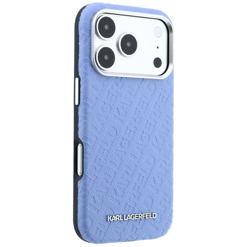 MagSafe-fodral för Apple iPhone 18 Pro Max / 17 Pro Max, Karl Lagerfeld, Kornigt metallogo, Blå