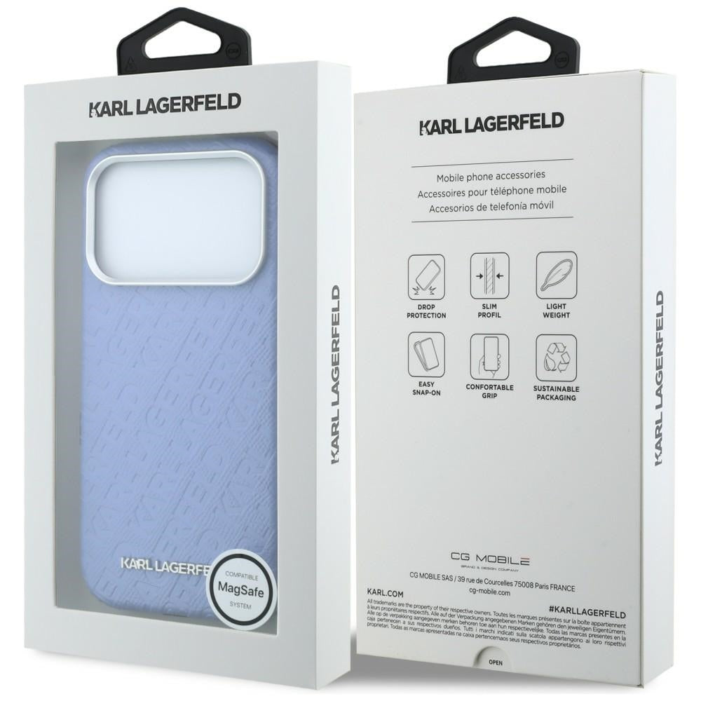 MagSafe-fodral för Apple iPhone 18 Pro Max / 17 Pro Max, Karl Lagerfeld, Kornigt metallogo, Blå