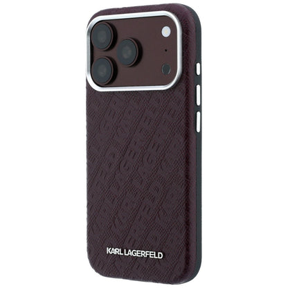 MagSafe-fodral för Apple iPhone 18 Pro Max / 17 Pro Max, Karl Lagerfeld, Kornigt metallogo, Vinröd