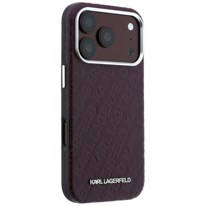 MagSafe-fodral för Apple iPhone 18 Pro Max / 17 Pro Max, Karl Lagerfeld, Kornigt metallogo, Vinröd