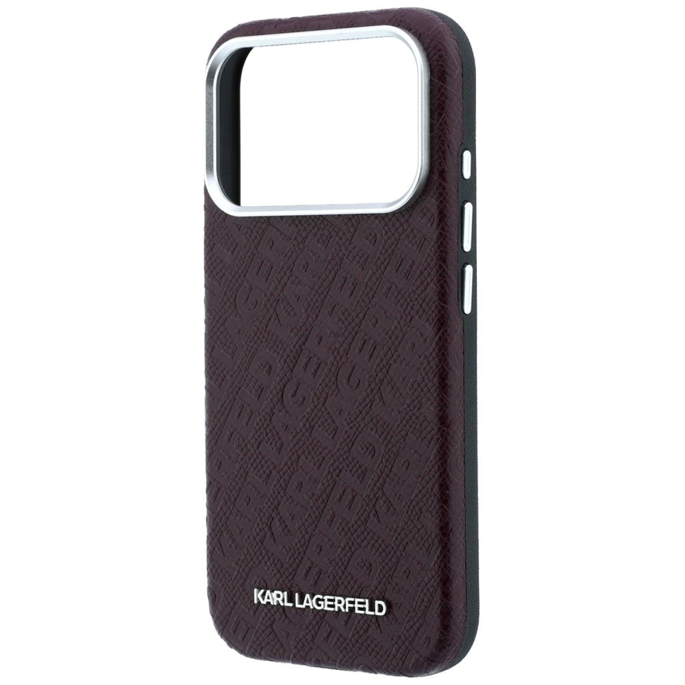 MagSafe-fodral för Apple iPhone 18 Pro Max / 17 Pro Max, Karl Lagerfeld, Kornigt metallogo, Vinröd