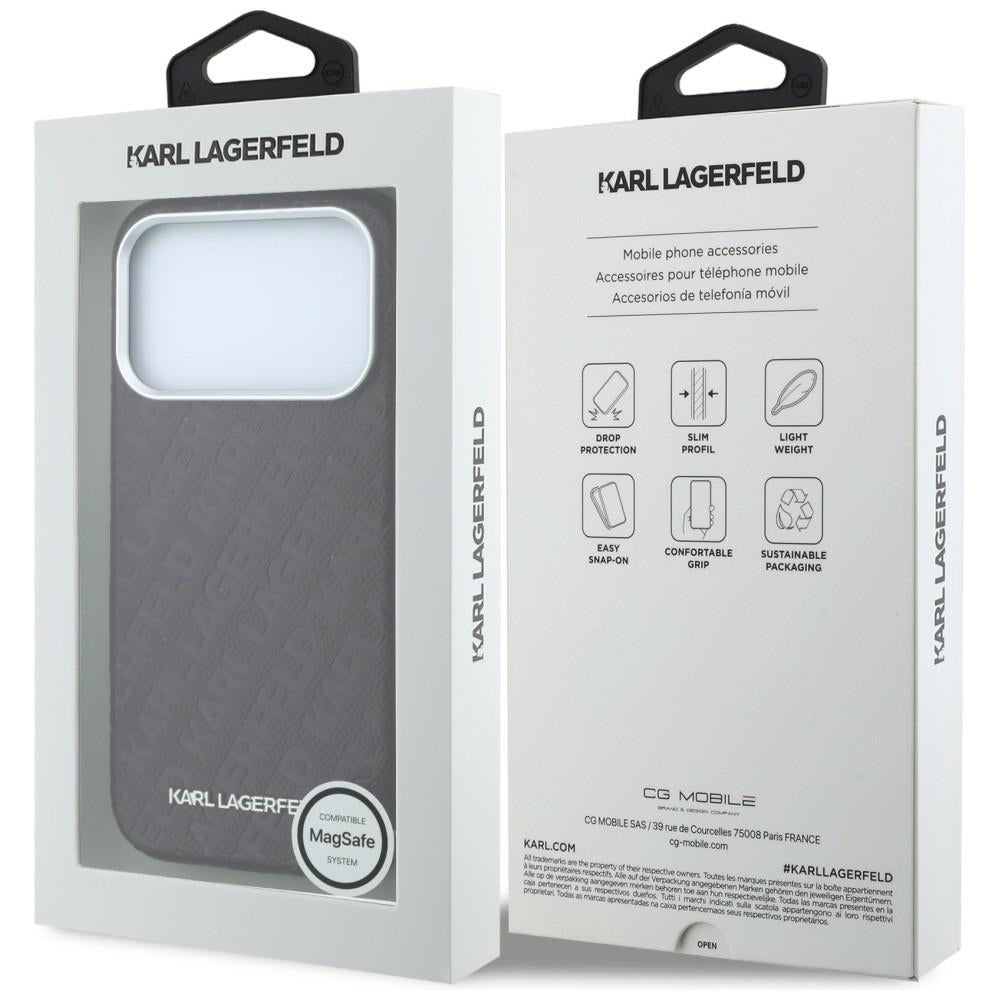 MagSafe-fodral för Apple iPhone 18 Pro Max / 17 Pro Max, Karl Lagerfeld, Kornigt metallogo, Vinröd