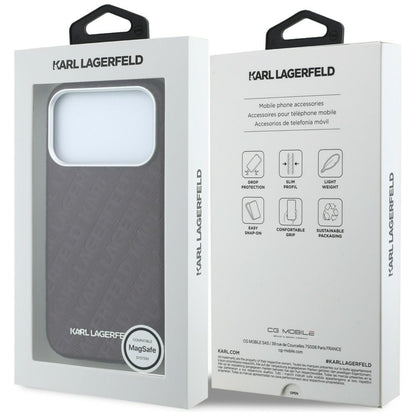 MagSafe-fodral för Apple iPhone 18 Pro Max / 17 Pro Max, Karl Lagerfeld, Kornigt metallogo, Vinröd