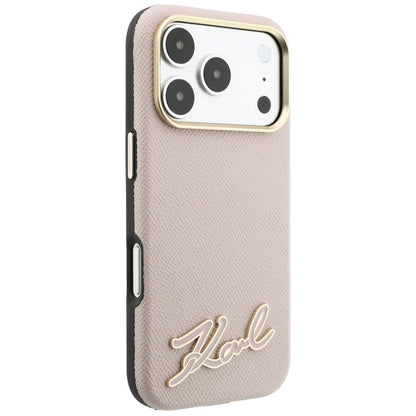 MagSafe-skal för Apple iPhone 18 Pro Max / 17 Pro Max, Karl Lagerfeld, Grained Resin Sign Logo, rosa