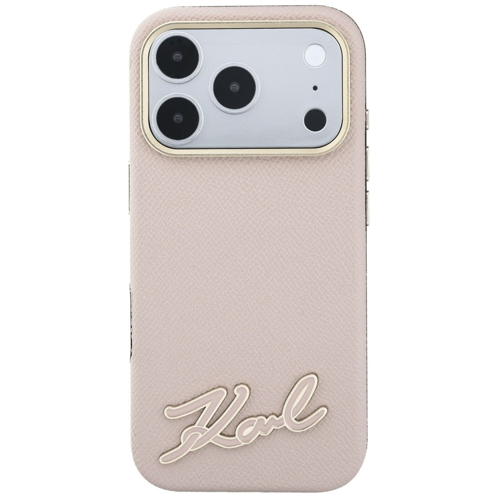 MagSafe-skal för Apple iPhone 18 Pro Max / 17 Pro Max, Karl Lagerfeld, Grained Resin Sign Logo, rosa