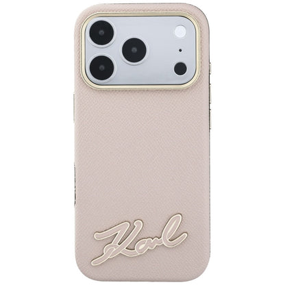 MagSafe-skal för Apple iPhone 18 Pro Max / 17 Pro Max, Karl Lagerfeld, Grained Resin Sign Logo, rosa