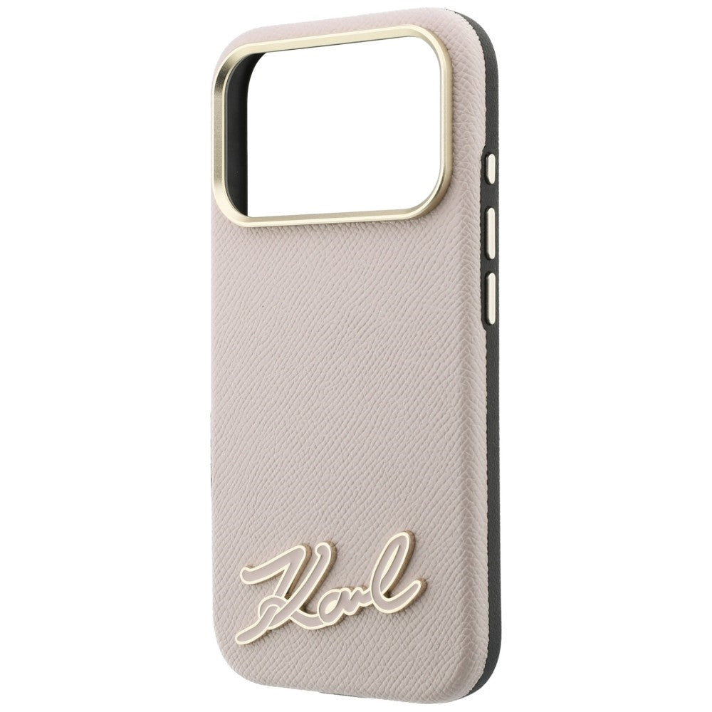 MagSafe-skal för Apple iPhone 18 Pro Max / 17 Pro Max, Karl Lagerfeld, Grained Resin Sign Logo, rosa