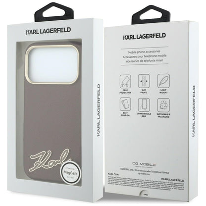 MagSafe-fodral för Apple iPhone 18 Pro Max / 17 Pro Max, Karl Lagerfeld, Kornig hartslogotyp, Vinröd