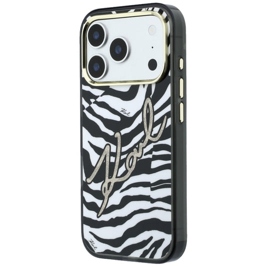 MagSafe-fodral för Apple iPhone 18 Pro Max / 17 Pro Max, Karl Lagerfeld, HC IML Signature Zebra Glitter Gold, Svart
