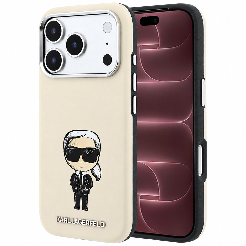 MagSafe-fodral för Apple iPhone 18 Pro Max / 17 Pro Max, Karl Lagerfeld, Ikonik Sketch, Beige