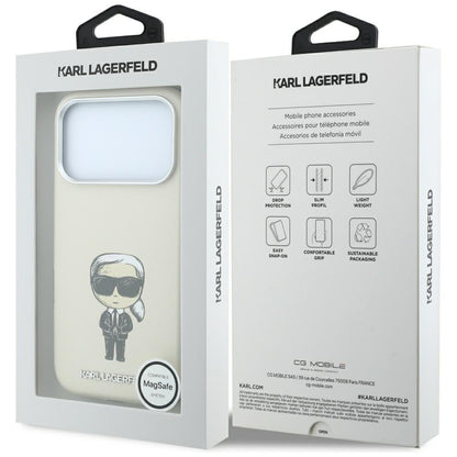 MagSafe-fodral för Apple iPhone 18 Pro Max / 17 Pro Max, Karl Lagerfeld, Ikonik Sketch, Beige