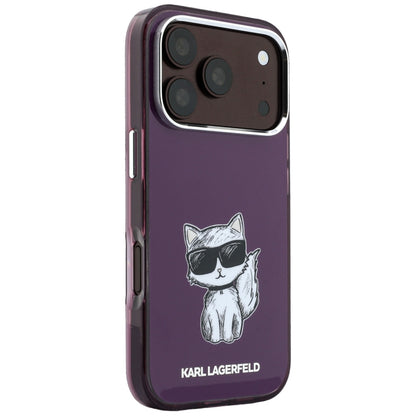 MagSafe-fodral för Apple iPhone 18 Pro Max / 17 Pro Max, Karl Lagerfeld, IML Choupette Body Sketch Print, Vinröd