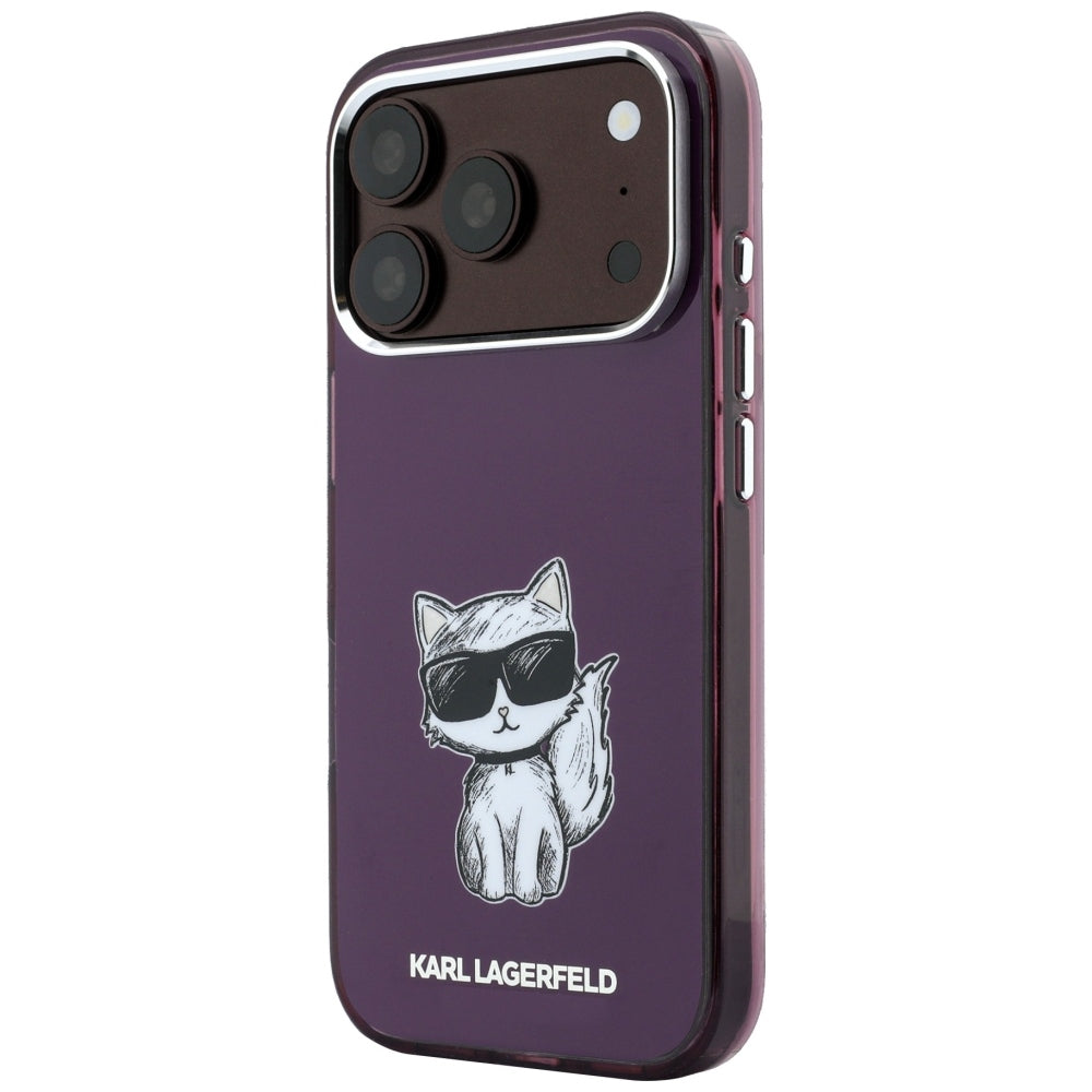 MagSafe-fodral för Apple iPhone 18 Pro Max / 17 Pro Max, Karl Lagerfeld, IML Choupette Body Sketch Print, Vinröd