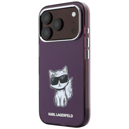 MagSafe-fodral för Apple iPhone 18 Pro Max / 17 Pro Max, Karl Lagerfeld, IML Choupette Body Sketch Print, Vinröd